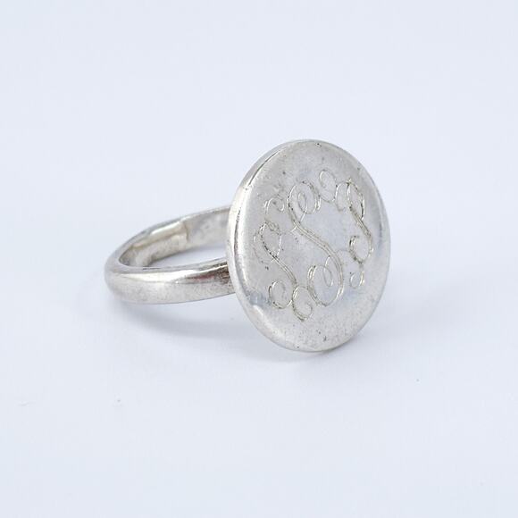 Sterling Silver Monogram Signet Ring | Size 6 | Vintage | Personalized Engraved - Picture 3 of 9
